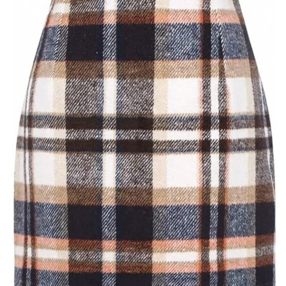 Black and Brown Plaid Pencil Short Skirt